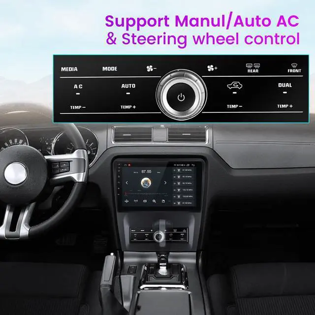 Alt view image 3 of 5 - Android 13 Android Car Touch Screen for Ford Mustang Radio Upgrade 2010 2011 2012 2013 2014,10 inch Head Unit 8 Core 4G+64G,w/Wireless Carplay/Android Auto/DSP/4G/WiFi/Bluetooth/AM/FM Head Unit