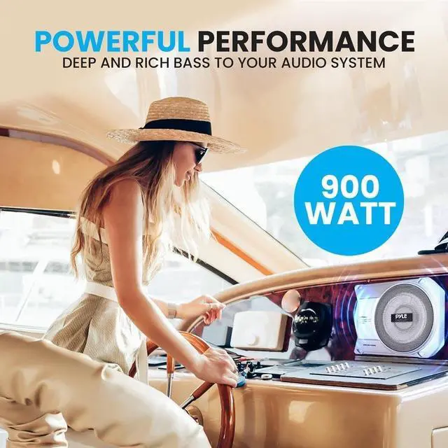 Alt view image 2 of 5 - Pyle 10-Inch Low-Profile Amplified Subwoofer System - 900 Watt Compact Enclosed Active Marine Underseat Car Subwoofer with Built In Amp, Powered Car Subwoofer w/ Low & High Level Inputs