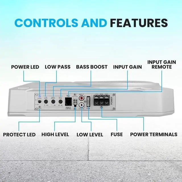 Alt view image 4 of 5 - Pyle 10-Inch Low-Profile Amplified Subwoofer System - 900 Watt Compact Enclosed Active Marine Underseat Car Subwoofer with Built In Amp, Powered Car Subwoofer w/ Low & High Level Inputs
