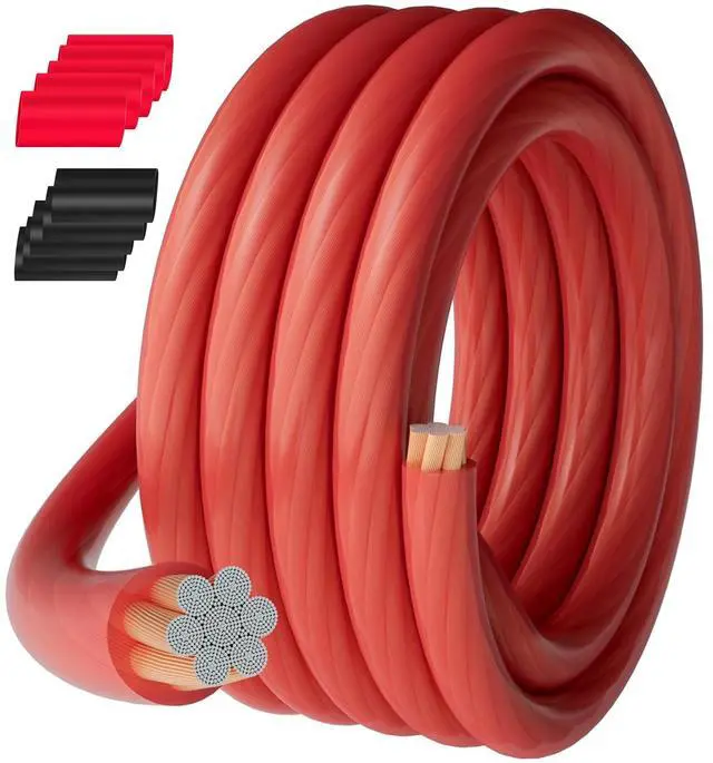 Main image of 0 Gauge AWG Power Ground Wire Cable 30 Ft Red Translucent, Primary Automotive Battery Welding Electrical Wire Soft CCA Bulk for DIY Car Audio Speaker Amp Solar Marine Generator RV Trailer Inverter