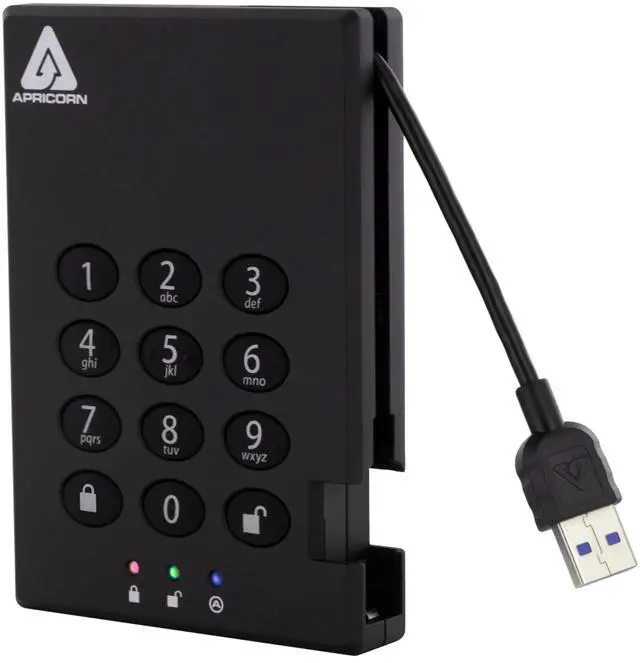Main image of Apricorn 1TB Aegis Padlock USB 3.0 256-bit AES XTS Hardware Encrypted Portable External Hard Drive (A25-3PL256-1000)