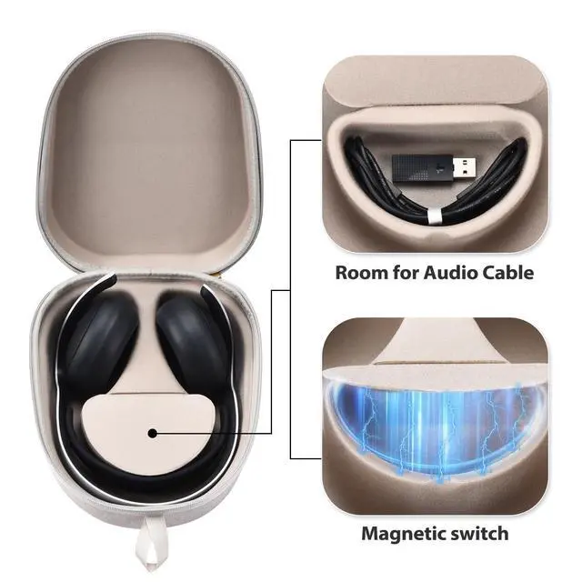 Alt view image 2 of 5 - Headphones Case for Sony Pulse Elite Wireless Headset Storage Case for Sony Headset Wireless Easy to Carry Portable Headset Travel Bag (Light Gray)