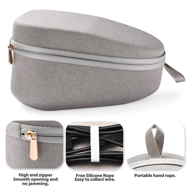 Alt view image 5 of 5 - Headphones Case for Sony Pulse Elite Wireless Headset Storage Case for Sony Headset Wireless Easy to Carry Portable Headset Travel Bag (Light Gray)