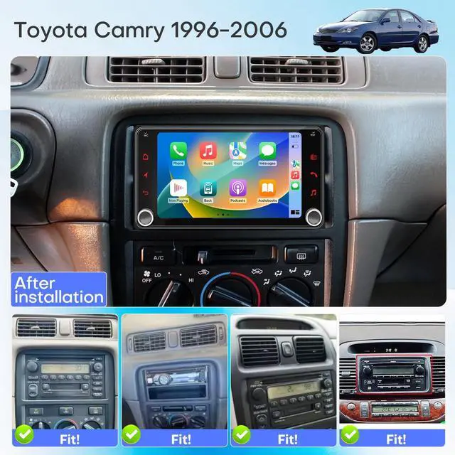 Alt view image 2 of 5 - Car Radio for Camry 1996 1997 1998 1999 2000 2001 2002 2003 2004 2005 2006 Upgrade Stereo Radio Replacement with CarPlay Touch Screen Android Auto Bluetooth Backup Camera(Non-JBL-Version)