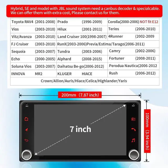 Alt view image 3 of 5 - Car Radio for Camry 1996 1997 1998 1999 2000 2001 2002 2003 2004 2005 2006 Upgrade Stereo Radio Replacement with CarPlay Touch Screen Android Auto Bluetooth Backup Camera(Non-JBL-Version)