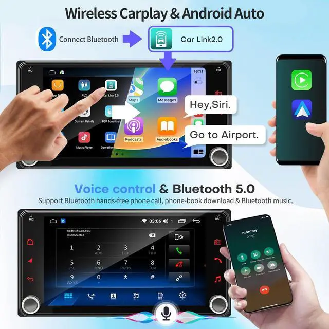 Alt view image 4 of 5 - Car Radio for Camry 1996 1997 1998 1999 2000 2001 2002 2003 2004 2005 2006 Upgrade Stereo Radio Replacement with CarPlay Touch Screen Android Auto Bluetooth Backup Camera(Non-JBL-Version)