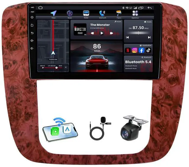 Main image of 8Core+32G ROM Android 13 Car Radio for Chevy Tahoe Suburban Silverado GMC Yukon 2007-2013: 9" HD IPS Touchscreen Stereo with Carplay Android Auto 5G WiFi Bluetooth5.0 Backup Camera GPS FM/AM DSP SWC