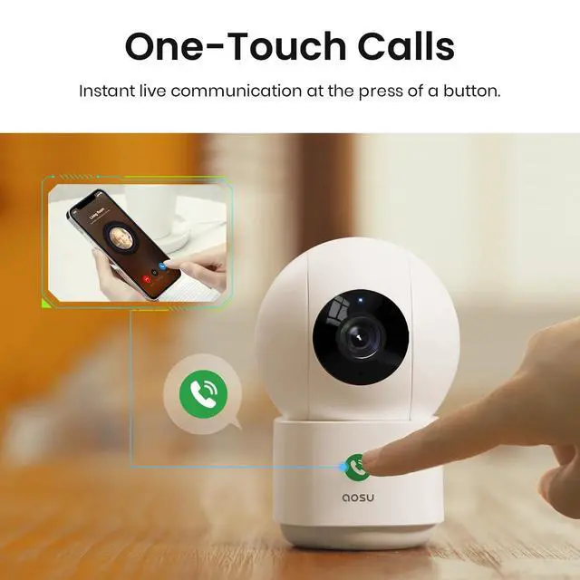 Alt view image 2 of 5 - aosu 2K Security Camera Indoor, Baby Monitor Pet Camera 360-Degree for Home Security with 2.4 GHz Wi-Fi Router, One-Touch Call, Smart Motion Tracking, IR Night Vision, Compatible with Alexa