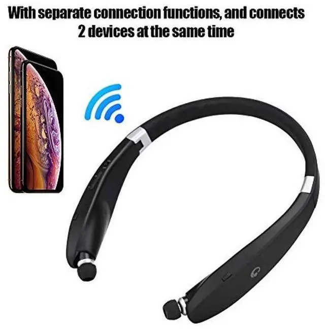 Alt view image 2 of 5 - gernie Bluetooth Neckband Headphones, 16H Playtime, Noise Isolating Earbuds, Foldable Design, Retractable Earbuds, Sports Sweatproof, Crystal Clear Calls (Black)