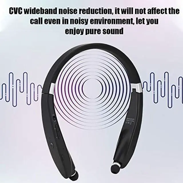 Alt view image 3 of 5 - gernie Bluetooth Neckband Headphones, 16H Playtime, Noise Isolating Earbuds, Foldable Design, Retractable Earbuds, Sports Sweatproof, Crystal Clear Calls (Black)