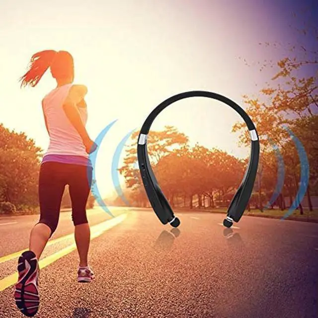 Alt view image 4 of 5 - gernie Bluetooth Neckband Headphones, 16H Playtime, Noise Isolating Earbuds, Foldable Design, Retractable Earbuds, Sports Sweatproof, Crystal Clear Calls (Black)