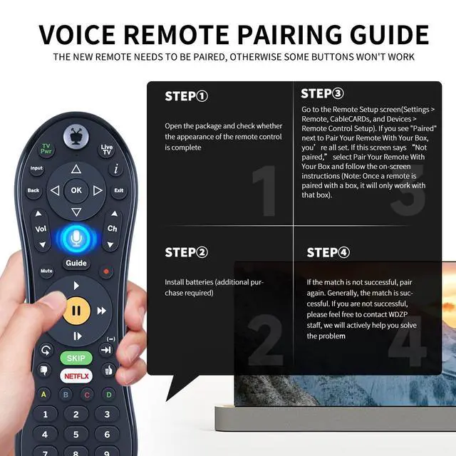 Alt view image 4 of 5 - New C00305 Replacement Voice Remote Control for Tivo Edge, Bolt, Roamio Plus and Pro, for TiVo Mini VOX, for TiVo LUX Remote