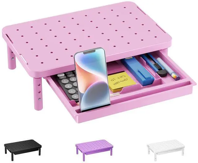 Main image of WALI Computer Monitor Stand with Storage, Desk Monitor Riser 3 Height Adjustable, Laptop Riser with Airflow Vents, Desk Organizer for Computer, Laptop, Printer (PTT002-P), 1 Pack, Pink