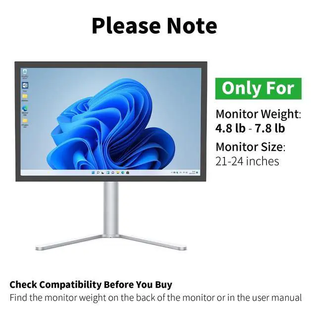 Alt view image 2 of 5 - Cadcreo Aluminum Monitor Stand with Spring-Adjustable Height, Vesa Mount with Full Tilt, Swivel & Rotation, Only for 4.8-7.8LB Monitor Weight Range