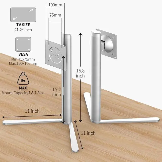 Alt view image 3 of 5 - Cadcreo Aluminum Monitor Stand with Spring-Adjustable Height, Vesa Mount with Full Tilt, Swivel & Rotation, Only for 4.8-7.8LB Monitor Weight Range