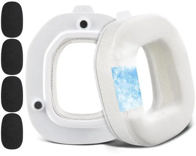 Main image of SOULWIT Cooling Gel Replacement Earpads for Astro A50X/A50 Gen4/A50 Gen5 (Do Not Fit A50 Gen 3) Headset, Ear Pads Cushions with Ice Silk Fabric and High-Density Foam - White