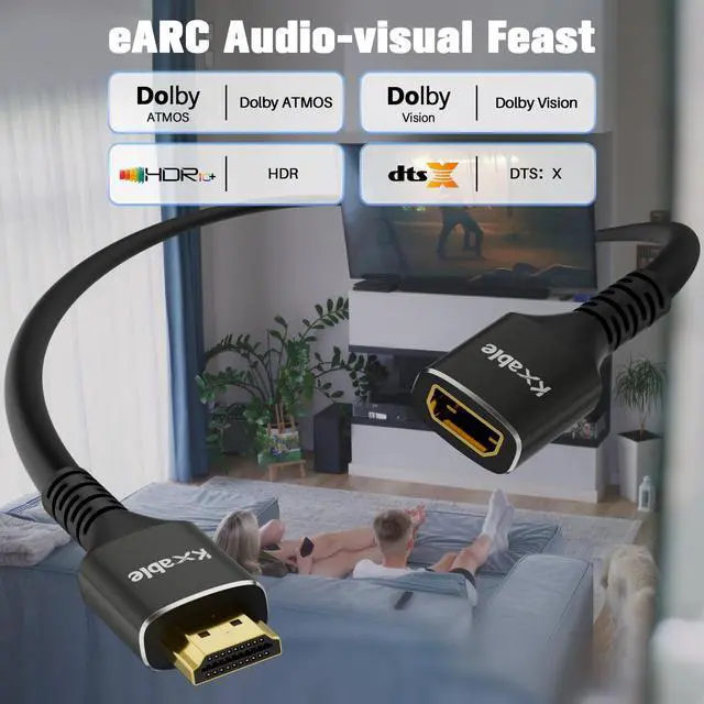 Alt view image 4 of 5 - 8K HDMI Extension Cable 30 FT, HDMI 2.1 Ultra High Speed Male to Female Cord Adapter, 24AWG OFC Conductor, Compatible with Roku TV Stick PS5 PS4 Xbox Laptop PC Player Google Chromecast Wii U HDTV