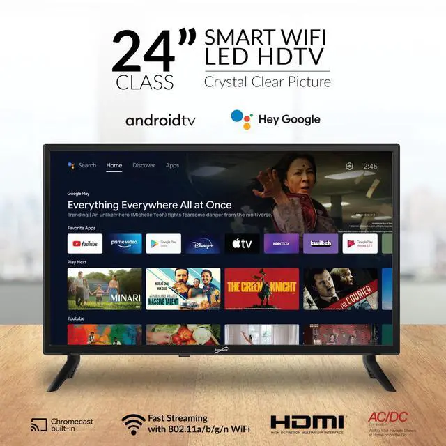 Alt view image 2 of 5 - Supersonic SC-2450GTV-A 24-inch DLED SMART HDTV with Google Assistant, ATSC & NTSC System, HDMI USB Input, WiFi, 1080p Resolution, 16.7M Colors,60Hz Refresh Rate, Bluetooth, AC/DC Compatible