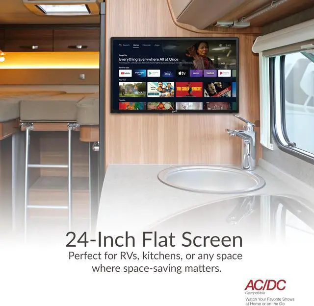 Alt view image 4 of 5 - Supersonic SC-2450GTV-A 24-inch DLED SMART HDTV with Google Assistant, ATSC & NTSC System, HDMI USB Input, WiFi, 1080p Resolution, 16.7M Colors,60Hz Refresh Rate, Bluetooth, AC/DC Compatible