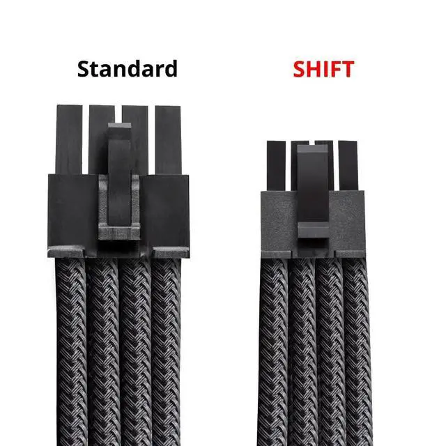 Alt view image 3 of 4 - CableMod C-Series Pro ModMesh Sleeved 12V-2x6 12VHPWR 90 StealthSense PCIe Cable for Corsair Type 5 RMX Shift - Variant B (Black + Red, 90 16-pin to Triple 8-pin, 65cm)