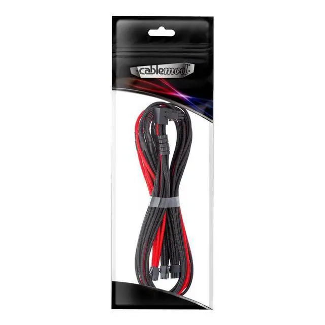 Alt view image 4 of 4 - CableMod C-Series Pro ModMesh Sleeved 12V-2x6 12VHPWR 90 StealthSense PCIe Cable for Corsair Type 5 RMX Shift - Variant B (Black + Red, 90 16-pin to Triple 8-pin, 65cm)