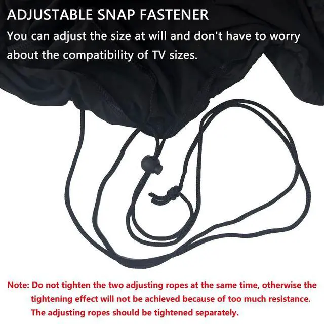 Alt view image 4 of 5 - Indoor TV dust cover, elastic fabric with adjustable size, Suitable for most brands of 40-45 inch flat or curved TVs (Black, 40 - 45 inches)