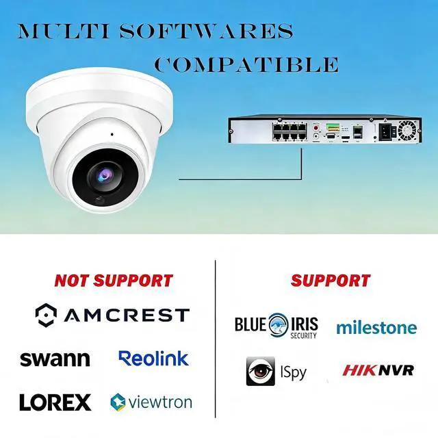 Alt view image 2 of 5 - Real HD 8MP 4K PoE IP Security Turret Camera Outdoor 98Ft IR Night Vision, 2.8mm Wide Angle 105 FOV, H.265, Waterproof IP66, Metal Housing IP Camera, NDAA Compliant