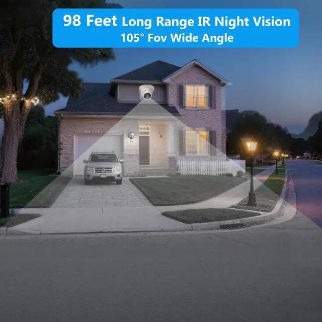 Alt view image 4 of 5 - Real HD 8MP 4K PoE IP Security Turret Camera Outdoor 98Ft IR Night Vision, 2.8mm Wide Angle 105 FOV, H.265, Waterproof IP66, Metal Housing IP Camera, NDAA Compliant