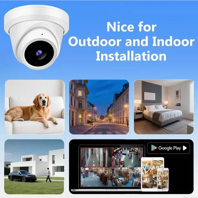 Alt view image 5 of 5 - Real HD 8MP 4K PoE IP Security Turret Camera Outdoor 98Ft IR Night Vision, 2.8mm Wide Angle 105 FOV, H.265, Waterproof IP66, Metal Housing IP Camera, NDAA Compliant