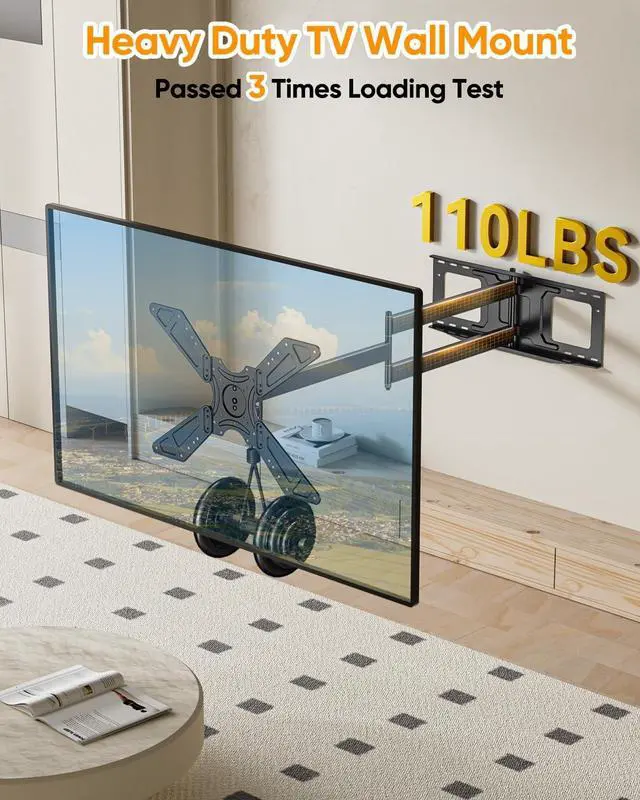 Alt view image 2 of 5 - FORGING MOUNT Long Arm TV Wall Mount with 48.03" Extension for 26''-75'' TVs/Monitor, Corner TV Mount Landscape to Portrait,Full Motion,Swivel,Tilt bracket, Holds 110 lbs,VESA 600x400mm,16"-24'' Studs