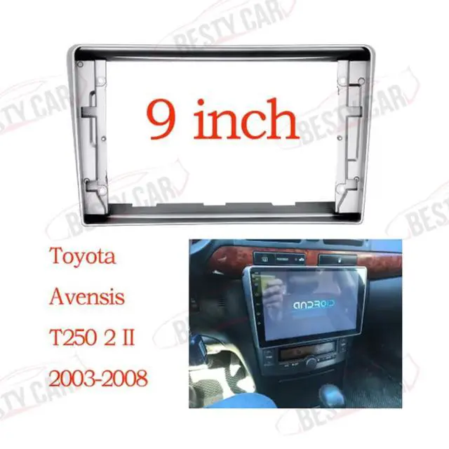Alt view image 2 of 5 - Fits for Toyota Avensis 2002-2008 Silver Car Radio Stereo Fascia Frame Double DIN 9 inch Dash Installation Mounting Kit