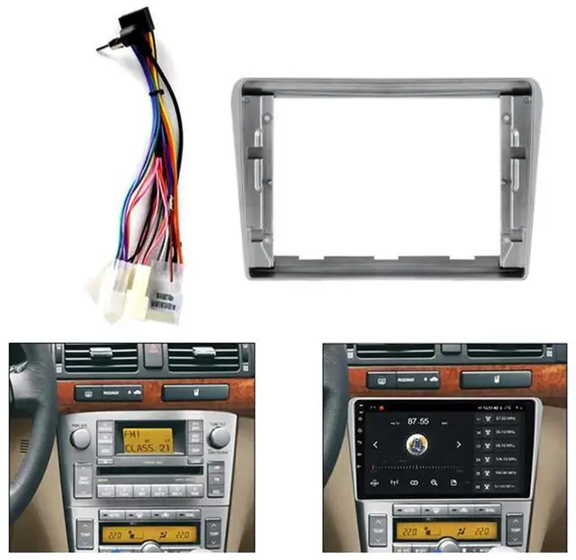 Main image of Fits for Toyota Avensis 2002-2008 Silver Car Radio Stereo Fascia Frame Double DIN 9 inch Dash Installation Mounting Kit