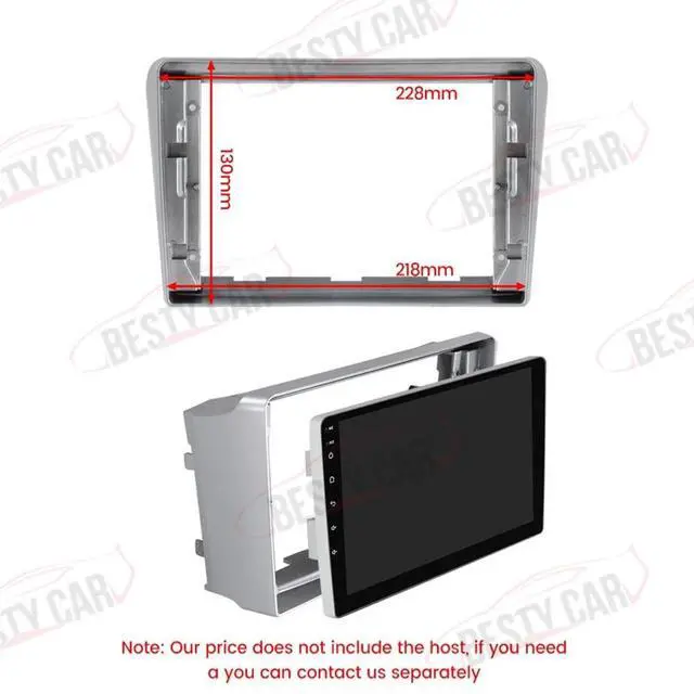 Alt view image 4 of 5 - Fits for Toyota Avensis 2002-2008 Silver Car Radio Stereo Fascia Frame Double DIN 9 inch Dash Installation Mounting Kit