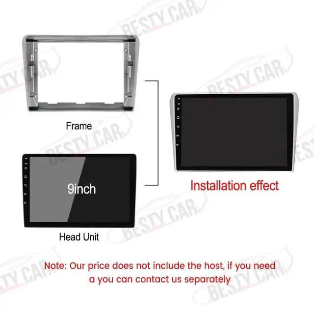 Alt view image 5 of 5 - Fits for Toyota Avensis 2002-2008 Silver Car Radio Stereo Fascia Frame Double DIN 9 inch Dash Installation Mounting Kit