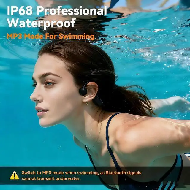 Alt view image 2 of 5 - 2026 Upgrade Bone Conduction Headphones-SwimBeats, IP68 Waterproof Swimming Headphones^^ 32GB Storage^^ BT 6.0^^ 28g Lightweight^^ 8H Battery, Open-Ear Headphones for Swimming, Running, Cycling(Black)