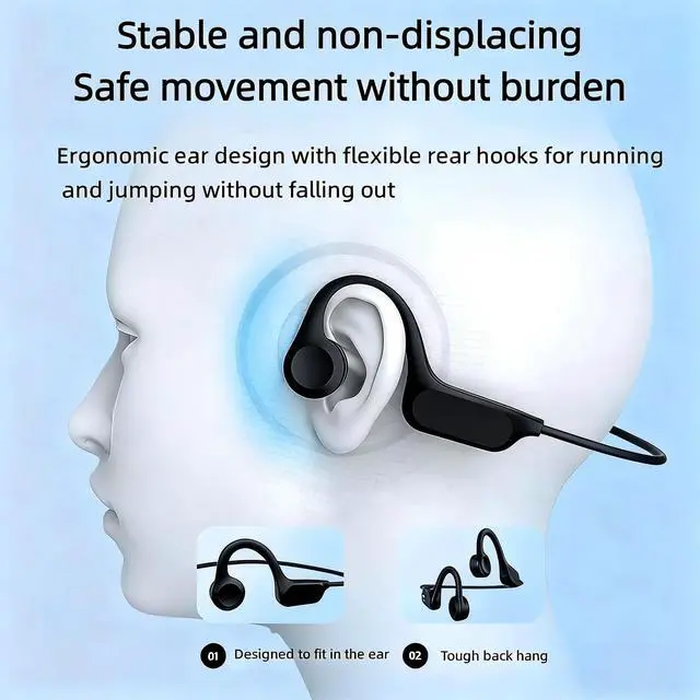 Alt view image 4 of 5 - 2026 Upgrade Bone Conduction Headphones-SwimBeats, IP68 Waterproof Swimming Headphones^^ 32GB Storage^^ BT 6.0^^ 28g Lightweight^^ 8H Battery, Open-Ear Headphones for Swimming, Running, Cycling(Black)