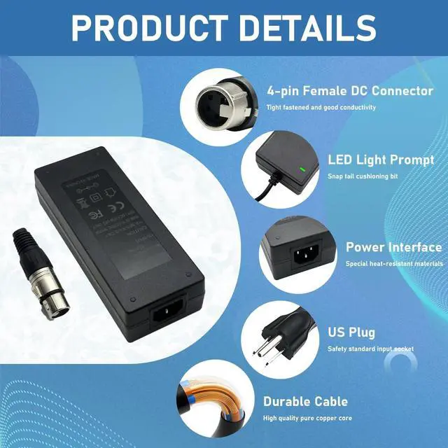 Alt view image 5 of 5 - 16V 10A (160W) AC/DC Power Supply with an XLR 4-Pin Female Connector Compatible with Sony F55, Panasonic GH4, Blackmagic, or Canon C500 MKII / C700 16V Power Supply Cord Cable Charger PSU
