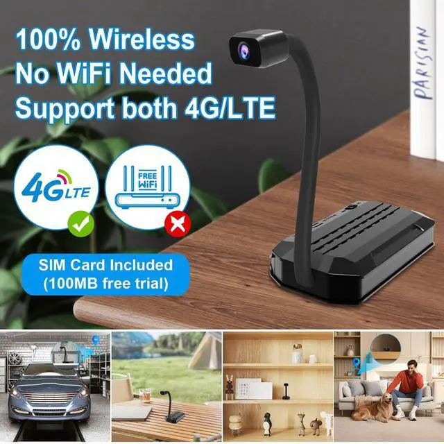 Alt view image 2 of 5 - BEEDMXU 4G LTE No WiFi Security Spy Camera with SIM Card Included, 4K HD Portable Mini Camera, for Car, Cabin, Garage & Camping