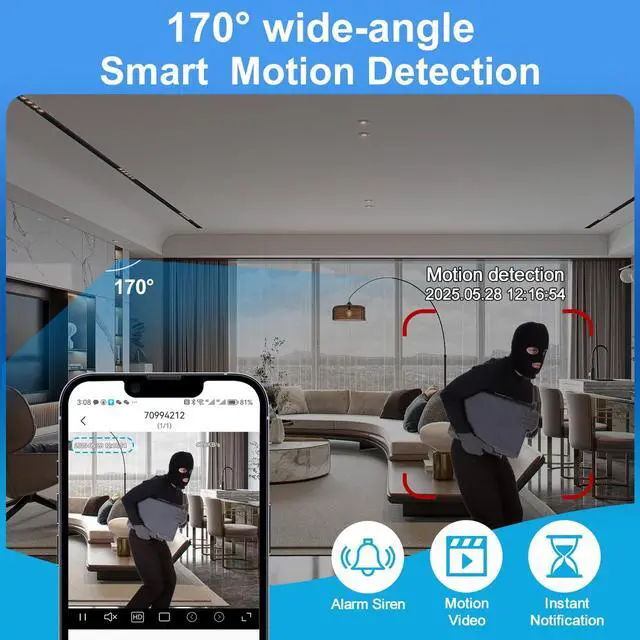 Alt view image 4 of 5 - BEEDMXU 4G LTE No WiFi Security Spy Camera with SIM Card Included, 4K HD Portable Mini Camera, for Car, Cabin, Garage & Camping