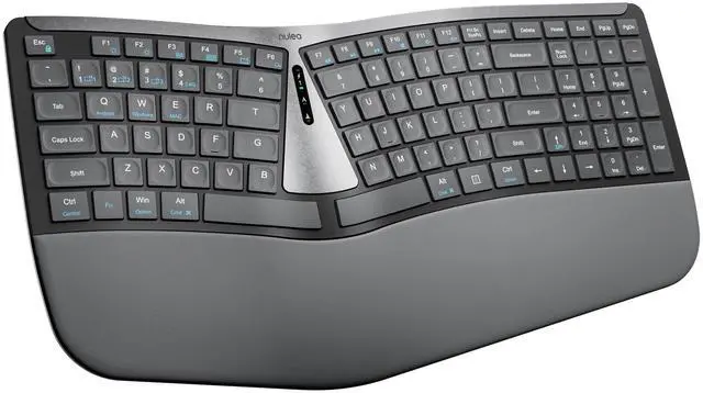 Main image of Nulea RT07B Wireless Ergonomic Keyboard - Split Keyboard, Wrist Rest, Natural Typing, Bluetooth and USB Connectivity, USB-C Rechargeable,Compatible with Windows Mac (Silver White)