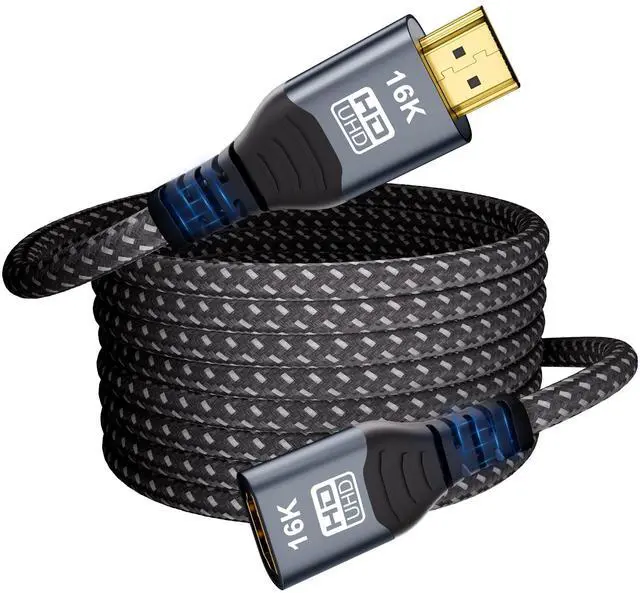 Main image of MOPOCHG 16K HDMI Extension Cable 6.6FT, 96Gbps Ultra High Speed HDMI Extender, HDMI 2.2 Male to Female Adapter Compatible with 16K@60Hz 8K@120Hz 4K@240Hz HDR eARC, for PS5/Xbox/Fire TV/Roku/Laptop
