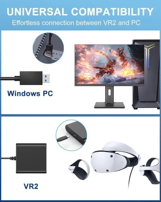 Alt view image 5 of 5 - Adapter for VR2 PC Accessories Kit Compatible with VR2,Adapter Power Kit and DisplayPort Cable,Expand VR2 Game Library to Play Games on PC, Black