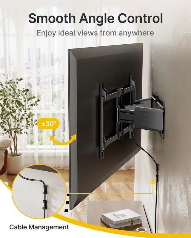 Alt view image 5 of 5 - monTEK Heavy Duty Ultra Slim TV Wall Mount for 37-90 Inch TVs Up to 185lbs, Swivel & Tilt & Extension Wall Mount TV Bracket with Articulating Dual Arms, 16/18" Studs Low Profile Full Motion tv Mount