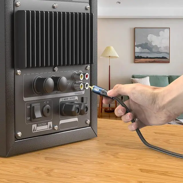 Alt view image 5 of 5 - EMK Subwoofer Cable RCA to RCA Audio Cable 24K Gold-Plated Nylon Braided Double Shielded Digital Analogue Supports Amplifiers,Home Theater,Hi-Fi Systems,Subwoofer(25ft/8m)