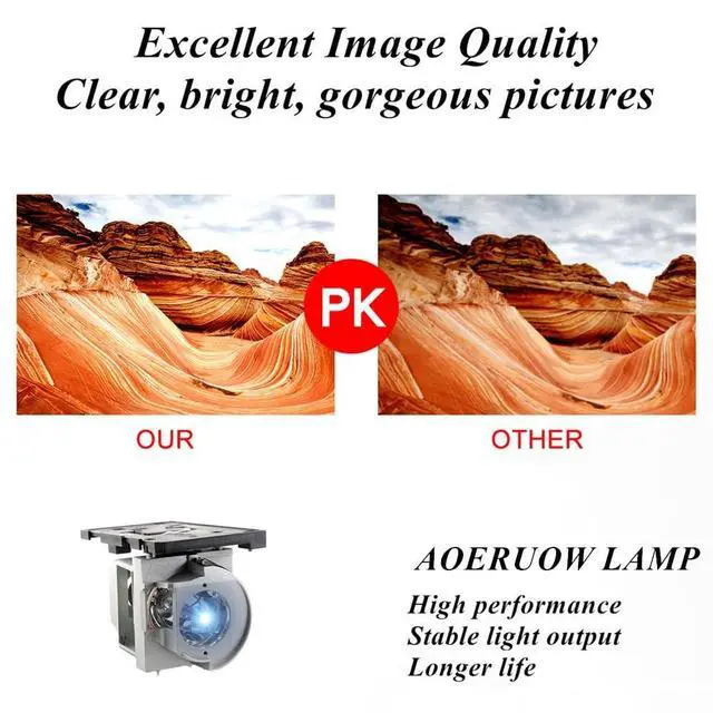 Alt view image 4 of 5 - AOERUOW 1026952/NP34LP/BL-FU260B/SP.72701GC01 Replacement Lamp with Housing for SMARTBOARD U100,U100W for NEC NP-U321Hi-WK,NP-U321H-WK,NP-U322Hi for OPTOMA GT5000,W320USTi,X320USTi