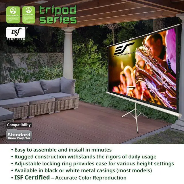 Alt view image 2 of 5 - Elite Screens Tripod Series, 72-INCH 16:9, Indoor Outdoor Projector Screen, 8K / 4K Ultra HD 3D Ready, 2-Year Warranty, T72UWH