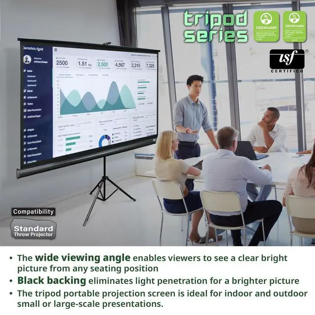 Alt view image 4 of 5 - Elite Screens Tripod Series, 72-INCH 16:9, Indoor Outdoor Projector Screen, 8K / 4K Ultra HD 3D Ready, 2-Year Warranty, T72UWH