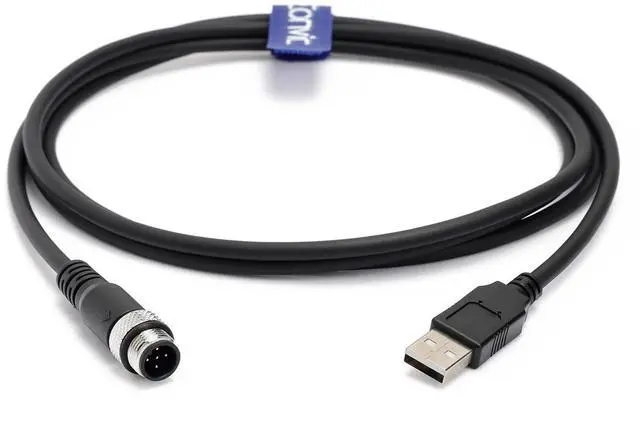 Main image of Eonvic Industrial M12 5 Pin A Code Male to USB 2.0 Male Data Connection Cable High Flex Shielded Moulded IP67 Waterproof Cable 5M