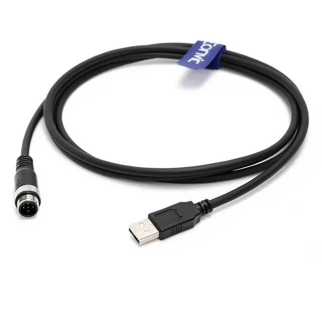Alt view image 2 of 5 - Eonvic Industrial M12 5 Pin A Code Male to USB 2.0 Male Data Connection Cable High Flex Shielded Moulded IP67 Waterproof Cable 5M