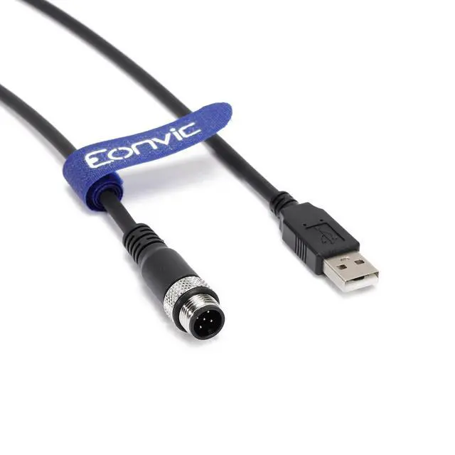 Alt view image 3 of 5 - Eonvic Industrial M12 5 Pin A Code Male to USB 2.0 Male Data Connection Cable High Flex Shielded Moulded IP67 Waterproof Cable 5M